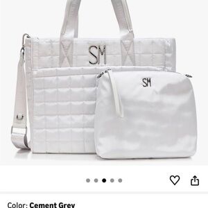 Steve Madden Quilted White and Gray Tote Set